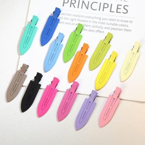 Custom Logo Candy Rainbow Color Matte Flat Salon Seamless Makeup Hair Pins Creaseless No Bend Hair Clip Metal No Crease Clips