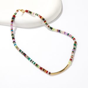 New Arrival multi colors Natural Stone Chain INS Trendy Elegant Necklace For Women