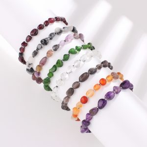 New Arrival Natural Geometric Irregular Garnet Amethyst Transparent Crystal Bracelet.Adjustable beaded bracelet