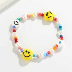 Bright colored seed beads natural pearls women bracelet adjustable jewelry women