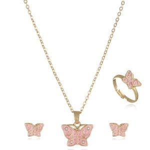 Fashion zinc alloy enameled butterfly girls' jewelry set