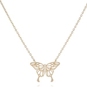 Fashion stainless steel gold plated butterfly necklace