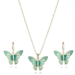 Fashion zinc alloy enamel colored butterfly jewelry set